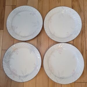 4 Corelle Pink Trio dinner plates